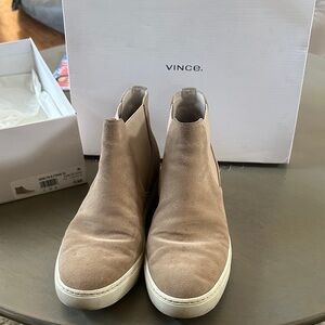 Vince Beige Suede Ankle Boots